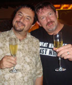 Ted and Pierre drinking Champagne