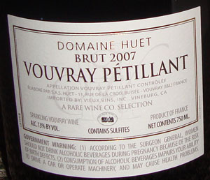 Domain Huet Vouvray Petillant Brut 2007 